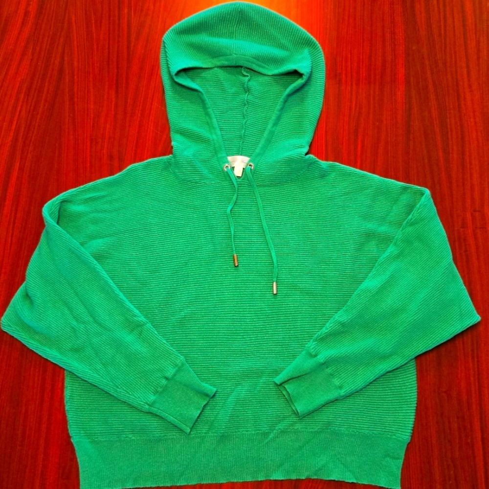 Chelsea & Theodore Green Hooded Sweater Size Large